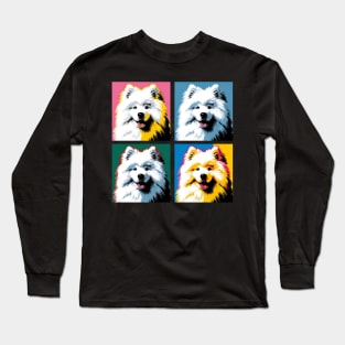 Pop Retro Samoyed Art  - Cute Puppy Long Sleeve T-Shirt